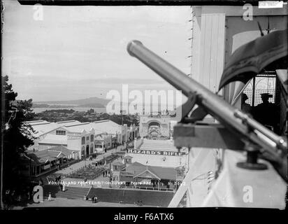 Vista del paese delle meraviglie da Exhibition Tower, Esposizioni Auckland Auckland Domain Foto Stock