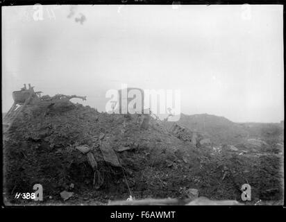 Un distrutto il tedesco machine gun emplacement, la Prima Guerra Mondiale Foto Stock