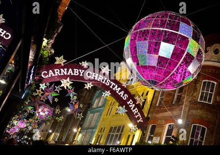 Il 2015 Le luci di Natale su Carnaby Street, London, England, Regno Unito Foto Stock
