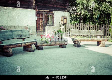 Case di legno in Fiesch - Svizzera Foto Stock