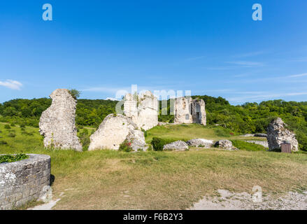 Chateau Gaillard, una rovina il castello medievale costruito da re Riccardo I, Les Andelys, una piccola città in Normandia, Francia settentrionale Foto Stock