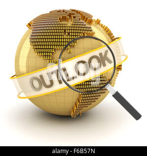 Global Outlook finanziario simbolo con il globo, 3D render Foto Stock