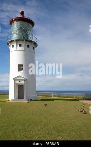Daniel K. Inouye Kilauea Point Lighthouse, un'attrazione turistica storica sulla riva nord di Kauai Foto Stock