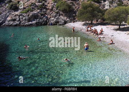 Grecia VATHI Kalimnos sea sun cove beach Foto Stock