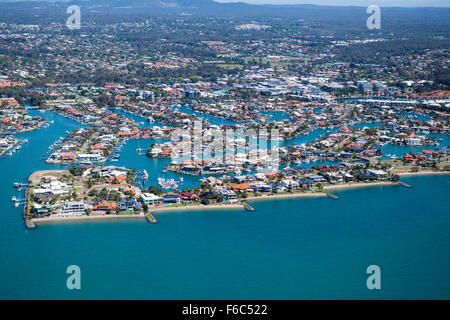 Vista aerea di Raby Bay, Cleveland, Brisbane, Australia Foto Stock