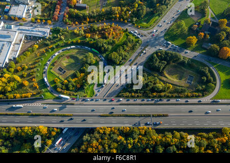 Autostrada A2 B 224, autostrada A2, uscita, Gladbeck, Ruhrgebiet, Renania settentrionale-Vestfalia, Germania, Europa, Vista Aerea, antenna, antenna Foto Stock