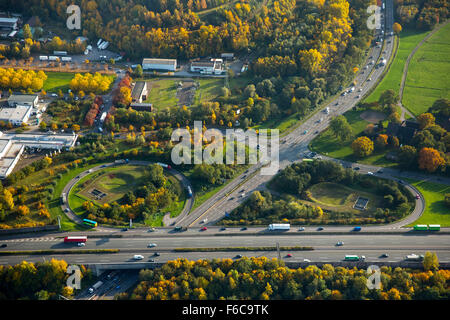 Autostrada A2 B 224, autostrada A2, uscita, Gladbeck, Ruhrgebiet, Renania settentrionale-Vestfalia, Germania, Europa, Vista Aerea, antenna, antenna Foto Stock