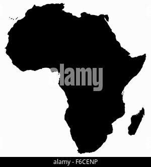 Un Africa mappa silhouette isolato su uno sfondo bianco Foto Stock