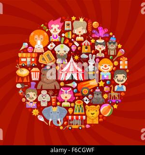 Vettore di circo logo design modello. fiera del divertimento o icone di intrattenimento Illustrazione Vettoriale