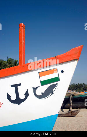 Pesca barca a palolem spiaggia, Canacona, goa, india, asia Foto Stock