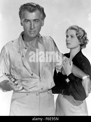 Dic 29, 1954; Hollywood, CA, Stati Uniti d'America; attore STEWART GRANGER stelle come Rian X. Mitchell e Grace Kelly come Catherine Knowland nel MGM avventura, dramma "fuoco verde". Foto Stock