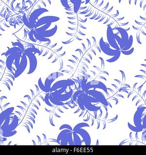 Illustrazione con ornamenti floreali nei toni del blu. Illustrazione Vettoriale