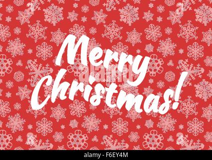Merry Christmas background con neve su rosso Illustrazione Vettoriale