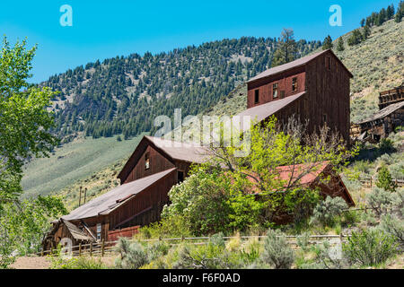 Idaho, Bayhorse, mineraria storica città fantasma, Bayhorse Mill Foto Stock