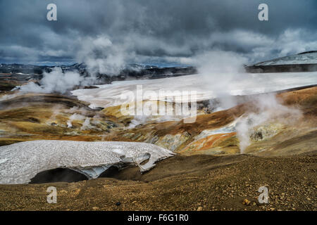 Aree geotermiche, Hrafntinnusker, altipiani centrali Islanda Foto Stock