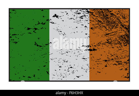 Un grunged Irlanda bandiera design su sfondo bianco Foto Stock