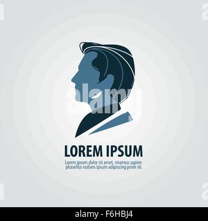 Vettore di uomo logo design modello. Barber shop o salone di bellezza icona Illustrazione Vettoriale