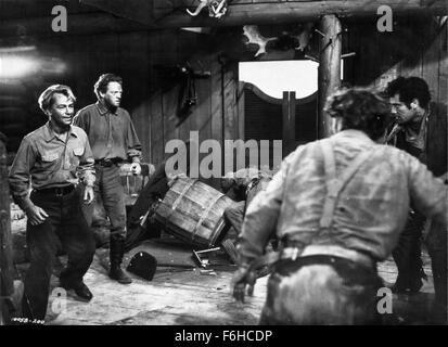 1953, il titolo del film: Shane, Direttore: George Stevens, nella foto: combattimenti, VAN HEFLIN, Alan Ladd. (Credito Immagine: SNAP) Foto Stock