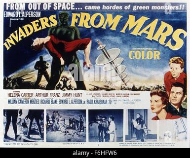 1953, il titolo del film: invasori da Marte, direttore: William Cameron Menzies, Studio: volpe, nella foto: POSTER ART, alieni, fantascienza, horror. (Credito Immagine: SNAP) Foto Stock