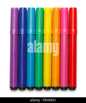 Gruppo di marcatori colorati isolato su uno sfondo bianco. Foto Stock