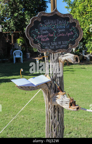 Wedding Guest Book stazione di firma Foto Stock