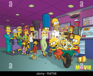 Data di rilascio: 27 luglio 2007. Il titolo del filmato: I Simpson - Il film - STUDIO: Akom Production Company. Illustrazione originale da: Matt Groening. Trama: Dopo Homer inquina accidentalmente la città alla fornitura di acqua, Springfield è racchiuso in una gigantesca cupola da EPA e la famiglia Simpson sono dichiarati latitanti. Nella foto: Movie Card. Foto Stock