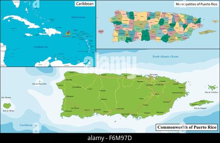 Mappa di Puerto Rico Illustrazione Vettoriale