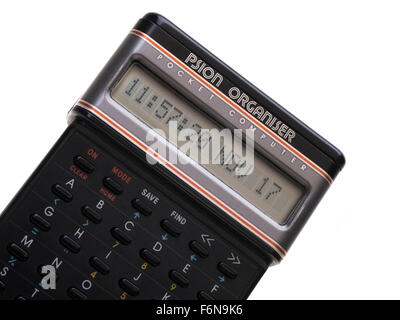 Psion organizer pocket computer Psion fatto nel 1984. Il primo al mondo digitale personale P.D.A. assiatant Realizzato nel Regno Unito Foto Stock