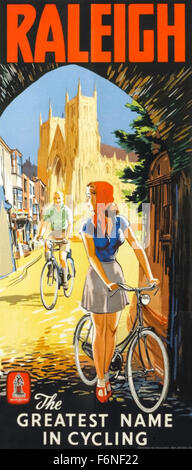 Raleigh 'il più grande nome nel ciclismo' anni cinquanta poster pubblicitario. Foto Stock