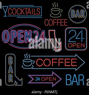 Apra il segno al neon Illustrazione Vettoriale