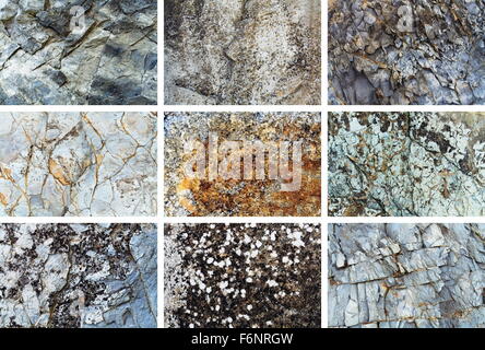 Rock texture set di sfondo. Roccia Naturale patterns Foto Stock