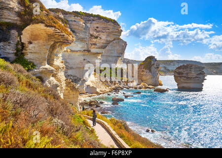 Bonifacio, roccia calcarea, Corsica, Francia Foto Stock