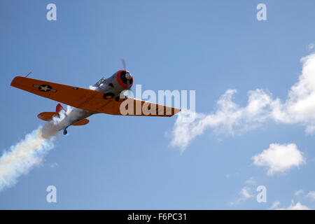 Questo potrebbe essere un North American T-6 texano WW II aeromobili raduno di aerei Aeroporto Municipale di Lago di battaglia Minnesota MN USA Foto Stock