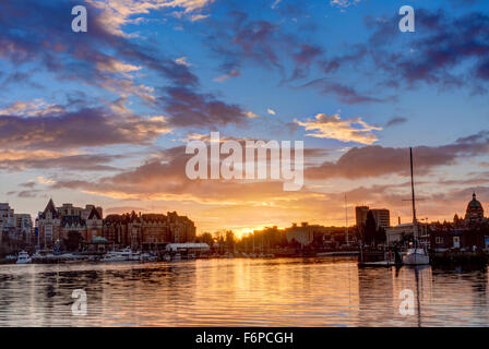 Alba sul Porto Victoria British Columbia Canada Foto Stock