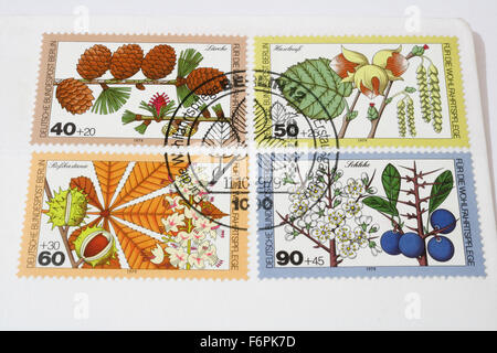 Numero del primo giorno tedesco Deutsche Bundespost Berlin francobolli dal 1979 Germania Foto Stock
