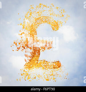 Pixel sterlina segno nel cielo Foto Stock