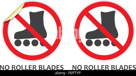 Nessun pattini segni in due stili di vettore che illustra le attività vietate Illustrazione Vettoriale