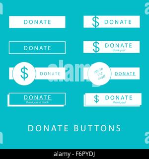I pulsanti di donare in modo semplice e design piatto stile di vettore per il sito web donazioni Illustrazione Vettoriale