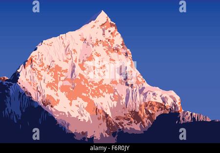 Imponenti montagne vettore nel Nepal Himalaya mountain range Illustrazione Vettoriale