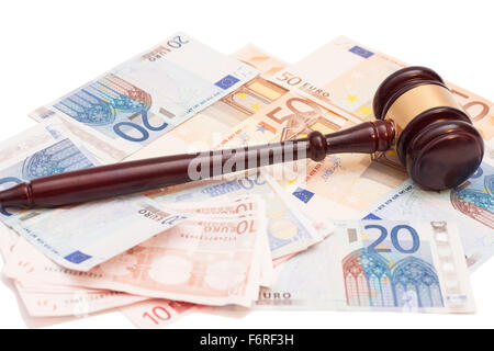 Giudice martello fine delle banconote in euro Foto Stock