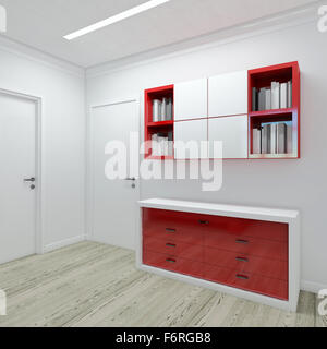 Campionato di colore rosso e bianco cassettiera 3D render Foto Stock