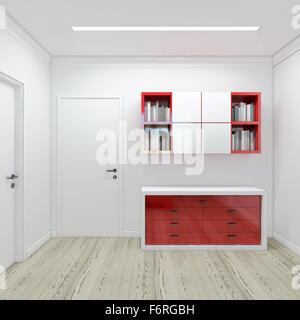 Campionato di colore rosso e bianco cassettiera 3D render Foto Stock