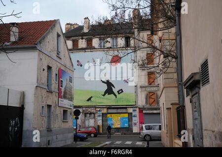Parigi, Francia. Xviii Nov, 2015. Una strada nel sobborgo di Saint-Denis, a nord di Parigi, Francia, 18 novembre 2015. Molti sospetti sono stati uccisi in St Denis oggi, durante la 7 Ore di operazione di polizia contro i complici di Parigi gli utenti malintenzionati. Foto: PETER ZSCHUNKE/DPA/Alamy Live News Foto Stock