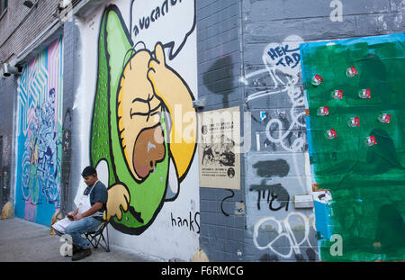 Little Italy Manhattan New York City New York graffiti illustrazione sulla parete di strada Foto Stock