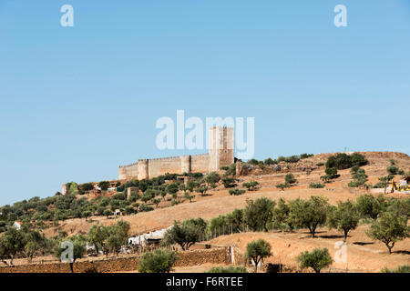 Hill in Portogallo con castel evora Foto Stock