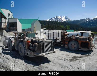 Le attrezzature minerarie, Eskay Creek Gold Mine, BC Foto Stock