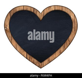 A forma di cuore sulla lavagna sfondo bianco Foto Stock