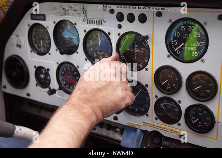 Chiusura del pannello di controllo di velivoli pozzetto, Foto Stock