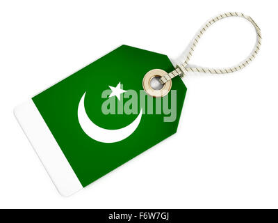 Il pakistan bandiera sul tag isolato. Foto Stock