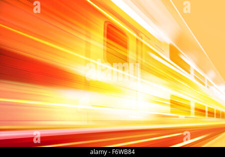 Sullo sfondo di un treno ad alta velocità con motion blur outdoor Foto Stock